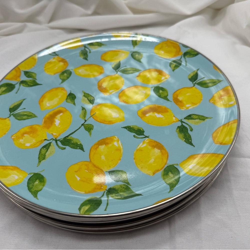 Lemon Print Melamine Plates